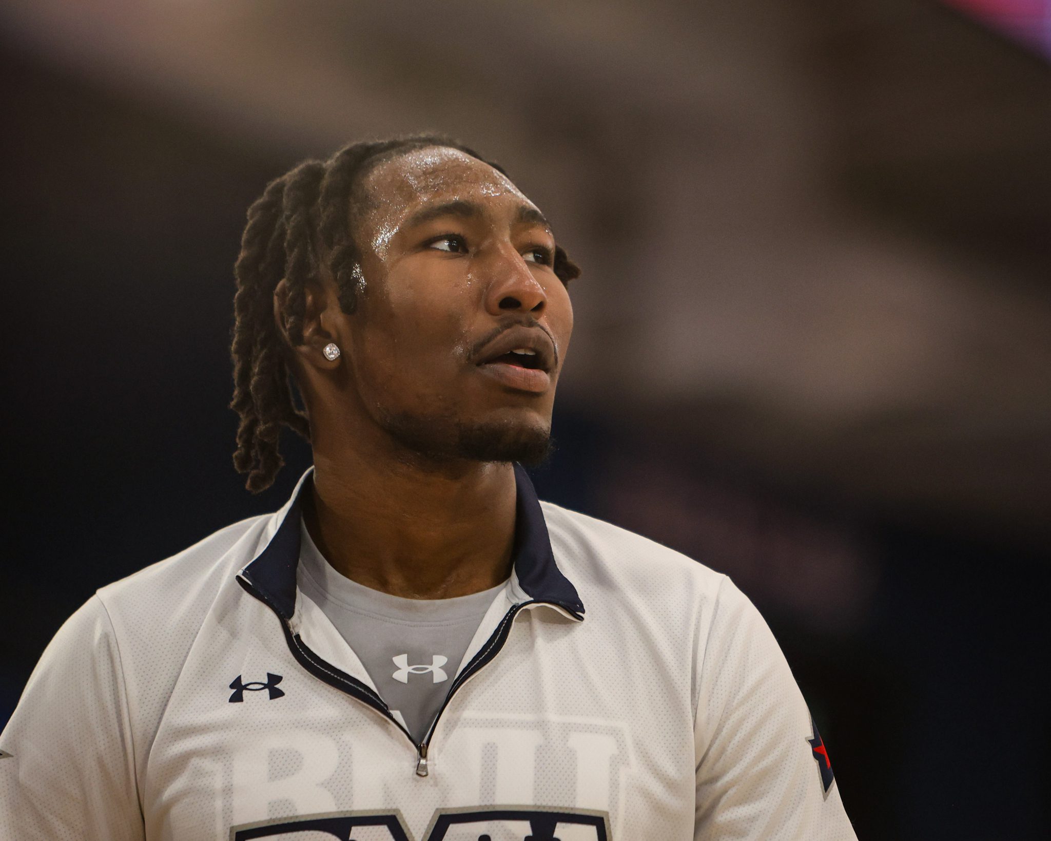 Robert Morris forward Antallah Sandlin'El prior to a game -- RMU Athletics