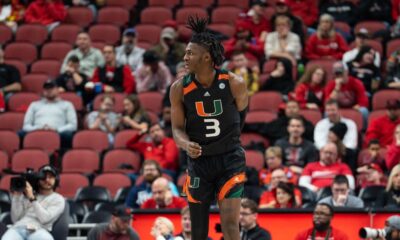 Miami guard Christian Watson in a game at the KFC Yum! Center -- Watson's X account