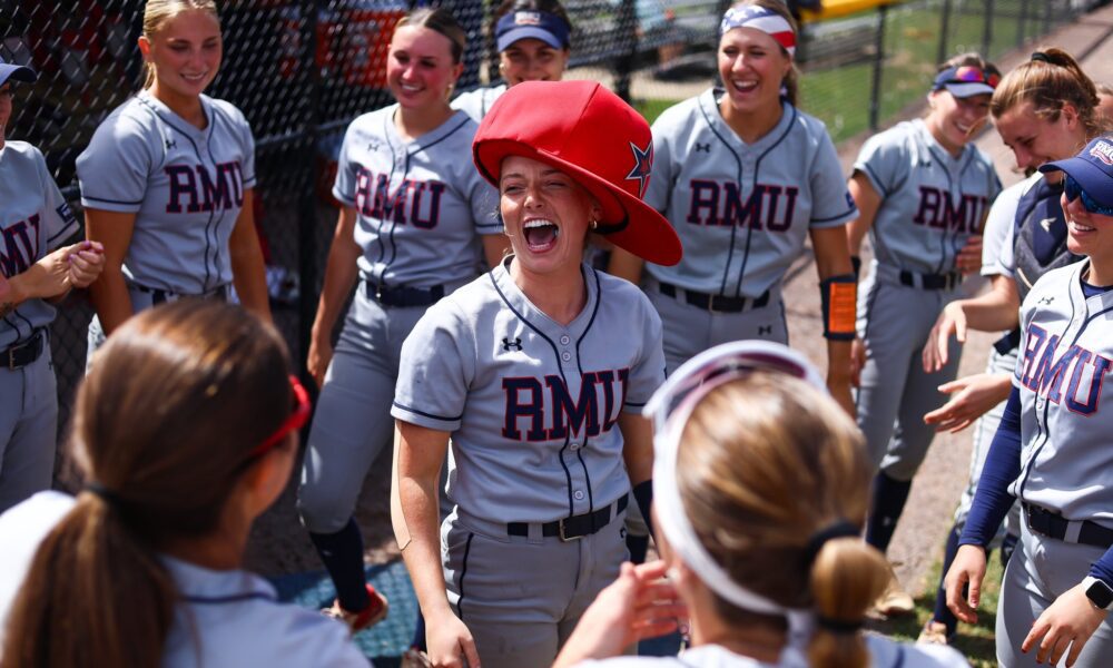 Robert Morris softball before the home finale against Mercyhurst on April 22, 2025 -- RMU Athletics