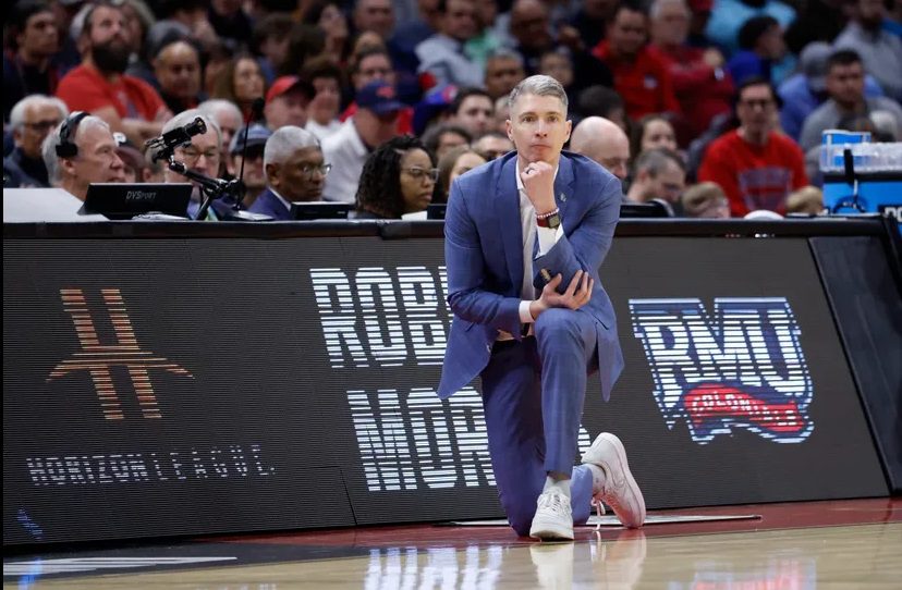 Robert Morris head coach Andy Toole during the Colonials opening-round NCAA Tournament game against Alabama -- RMU Athletics