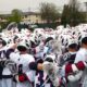 The Robert Morris men's lacrosse team before playing Detroit Mercy in the NEC Championship on Saturday, May 3, 2025 -- RMU Athletics