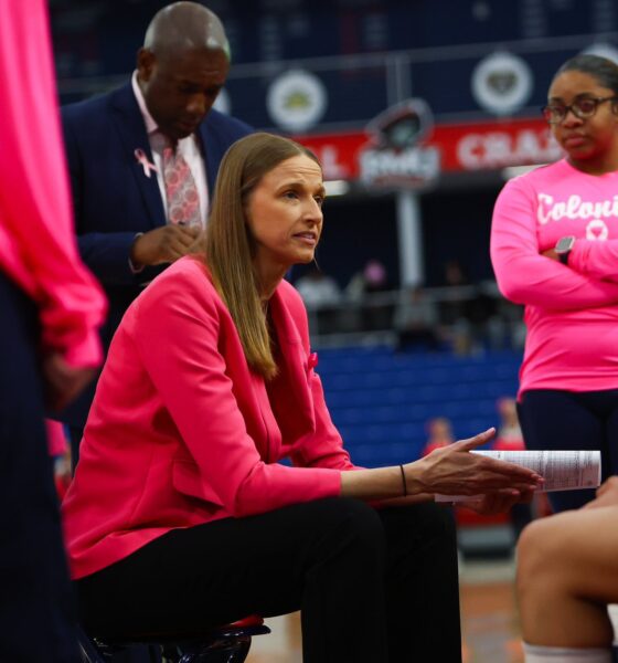 Robert Morris women's head coach Chandler McCabe during a game at the UPMC Events Center -- RMU Athletics