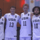 Ryan Prather Jr. (10) alongside his Team USA teammates in Punta Arenas, Chile on July 21, 2025 -- RMU Athletics