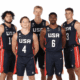Robert Morris G Ryan Prather Jr. (10) alongside his Team USA teammates in Punta Arenas, Chile on July 27, 2025