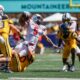 Robert Morris running back Donta Whack is tackled during a game against West Virginia on Aug. 30, 2025 -- William Wotring / West Virginia Sports Now