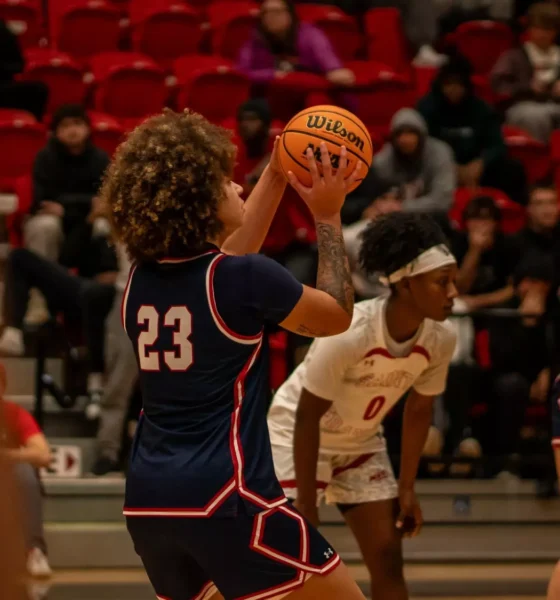 Robert Morris forward Eva Levingston takes a free throw against St. Francis on Nov. 14, 2025 -- RMU Athletics