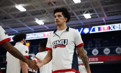 Robert Morris forward DeSean Goode prior to the team's game against IU Indy on Jan. 28, 2026 -- RMU Athletics