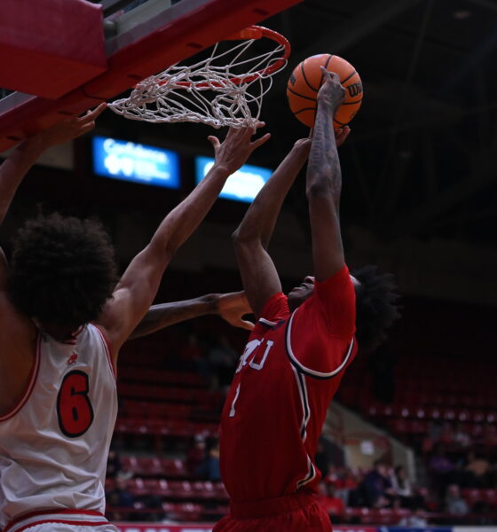 Robert Morris forward Josh Hill goes up for a shot attempt against Detroit Mercy on Jan. 2, 2026 -- UDM Athletics