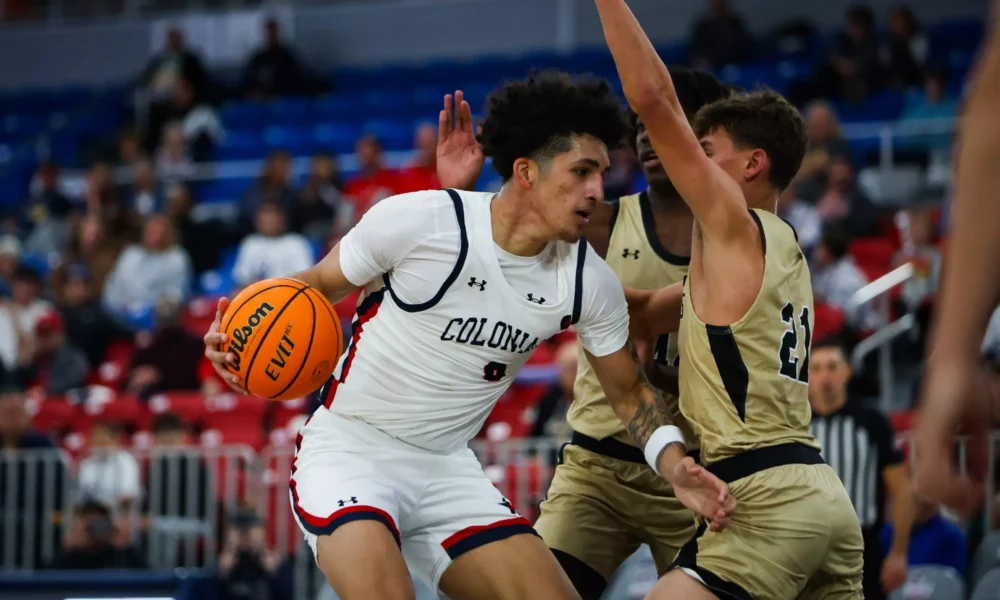 Robert Morris forward DeSean Goode drives to the basket -- RMU Athletics