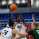 Robert Morris guard Myriam Traore attempts a shot against Wright State on Feb. 28, 2026 -- Photo Courtesy of RMU Athletics