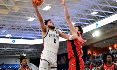 Robert Morris guard Ryan Prather Jr. attempts a shot against Youngstown State in the First Round of the Horizon League Tournament on March 4, 2026 -- Ed Thompson // RMU Sports Now