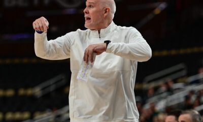 Former St. Bonaventure and Robert Morris head coach Mark Schmidt during the A-10 Tournament at the PPG Paints Arena -- Ed Thompson // Pittsburgh Sports Now
