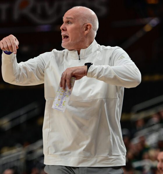Former St. Bonaventure and Robert Morris head coach Mark Schmidt during the A-10 Tournament at the PPG Paints Arena -- Ed Thompson // Pittsburgh Sports Now