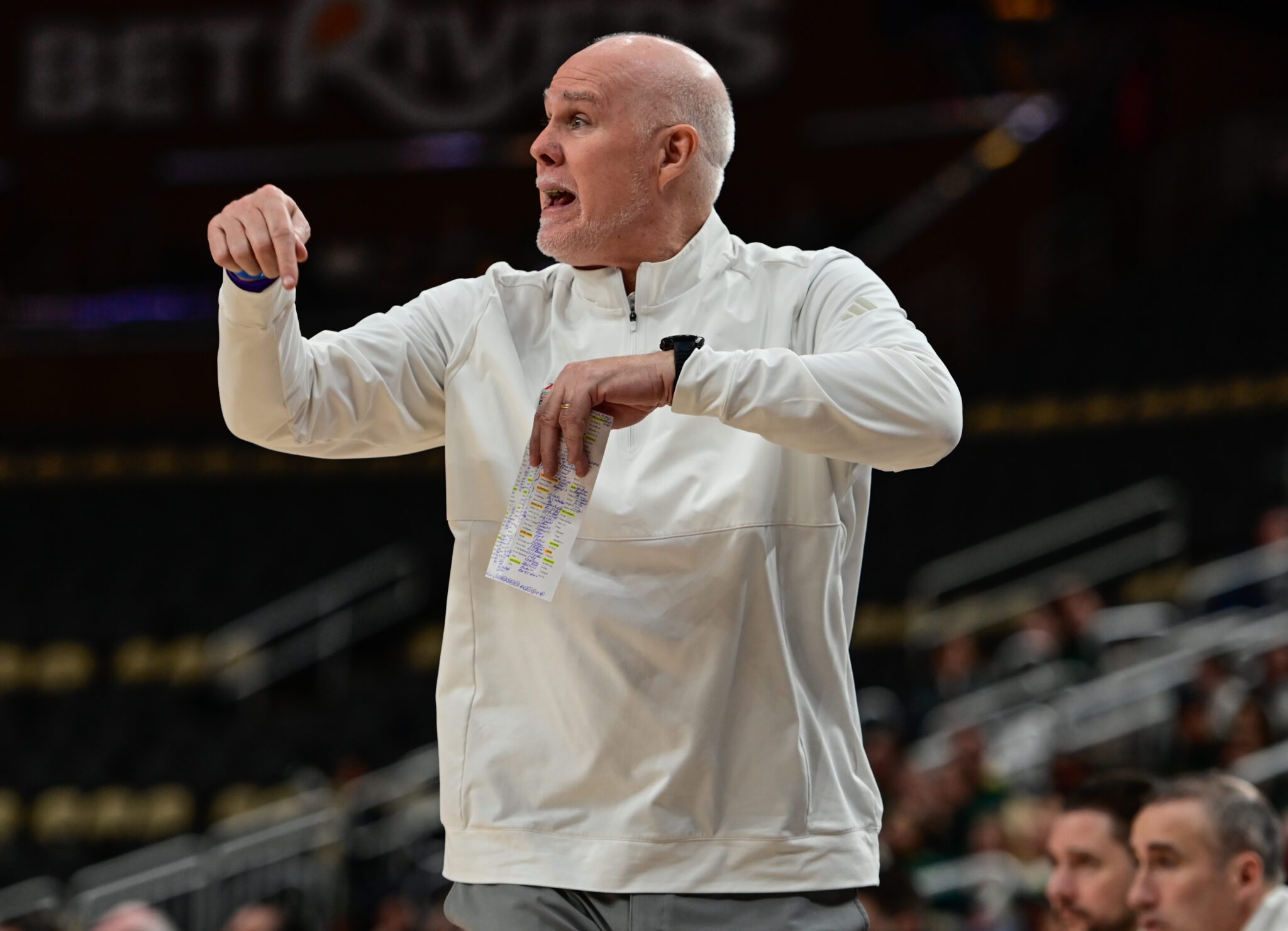 Former St. Bonaventure and Robert Morris head coach Mark Schmidt during the A-10 Tournament at the PPG Paints Arena -- Ed Thompson // Pittsburgh Sports Now
