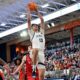 Robert Morris forward Samuel Obenjo throws down a dunk during the Horizon League quarterfinal matchup against Youngstown State — Ed Thompson // Pittsburgh Sports Now