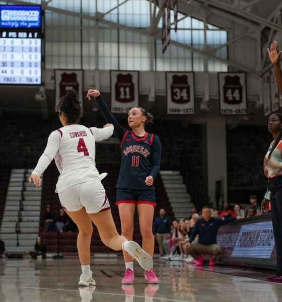Robert Morris signee Mackenzie Blackford during the 2025-26 season with Duquesne — Photo courtesy of Blackford’s Instagram