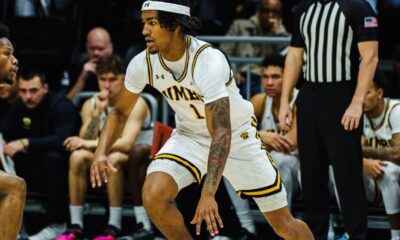 Former UMBC guard and current Robert Morris commit Ace Valentine dribbles the ball during a game -- Photo courtesy of Valentine's Instagram