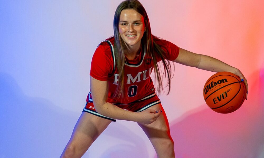 Robert Morris signee Meghan Murray during her visit with the Colonials -- Photo courtesy of Murray's X account
