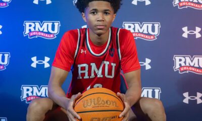 Robert Morris commit Will Occomy during a visit — Photo courtesy of Occomy’s Instagram