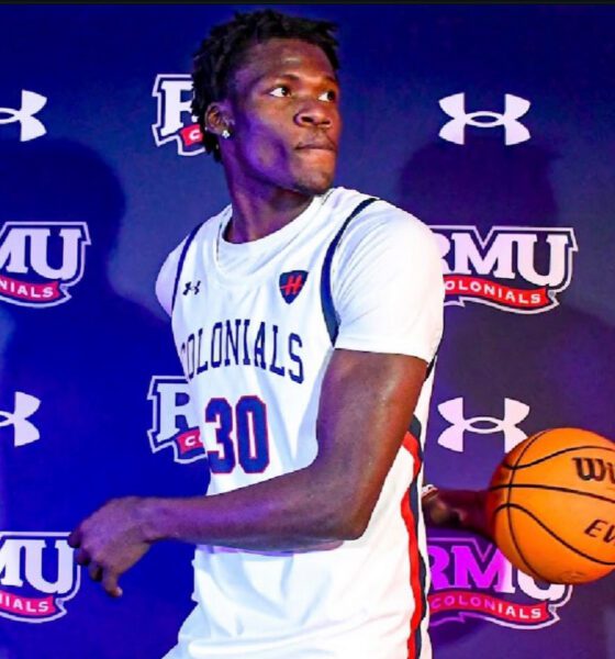 Robert Morris commit Bolaji Oderinlo during a visit to the Colonials’ program — Photo Courtesy of Oderinlo’s Instagram