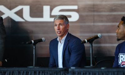 Robert Morris head coach Andy Toole at the Hope Gas Backyard Basketball press conference on Sept. 16, 2026 -- Photo Courtesy of RMU Athletics