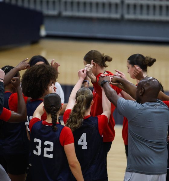 The Robert Morris women's basketball team during a team practice -- Photo Courtesy of RMU Athletics