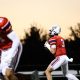 Robert Morris QB Carson Haggard in his drop back during a game against West Virginia State on Sept. 5, 2026 -- Photo Courtesy of RMU Athletics